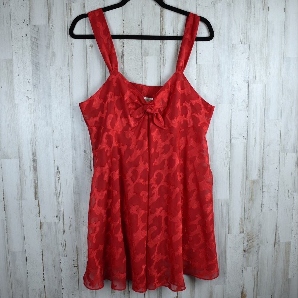 Vintage Victoria's Secret Gold Label Red Lingerie Chemise Babydoll Dress Large